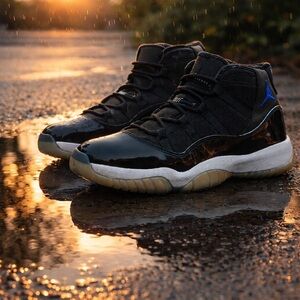 Jordan Black and Blue High-Top Sneakers